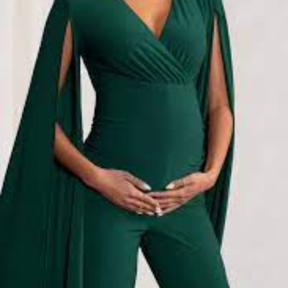 Triumph Green Maternity Plunge Jumpsuit - Picture 3 of 3